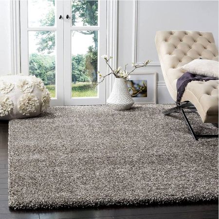 Bold Grey Plush Living Rug